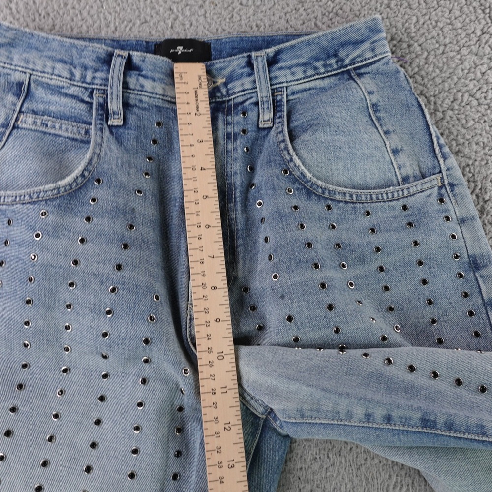 7 For All Mankind Jennifer Jeans Womens 27 Blue Studded High Rise Wide Leg - Picture 5 of 13
